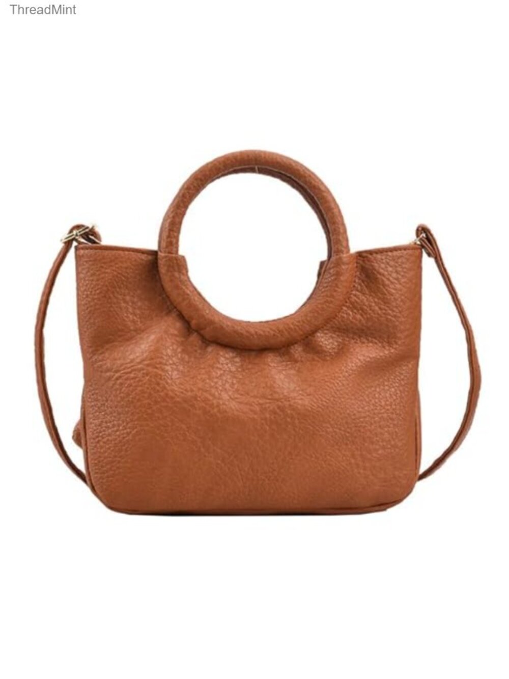 Women Woven Handle PU Leather Crossbody Hobo Bag Stylish Crescent Purse